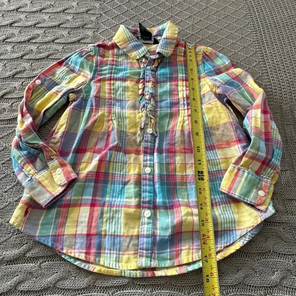 Ralph Lauren Pastel Plaid Ruffled Button Down ~ 5